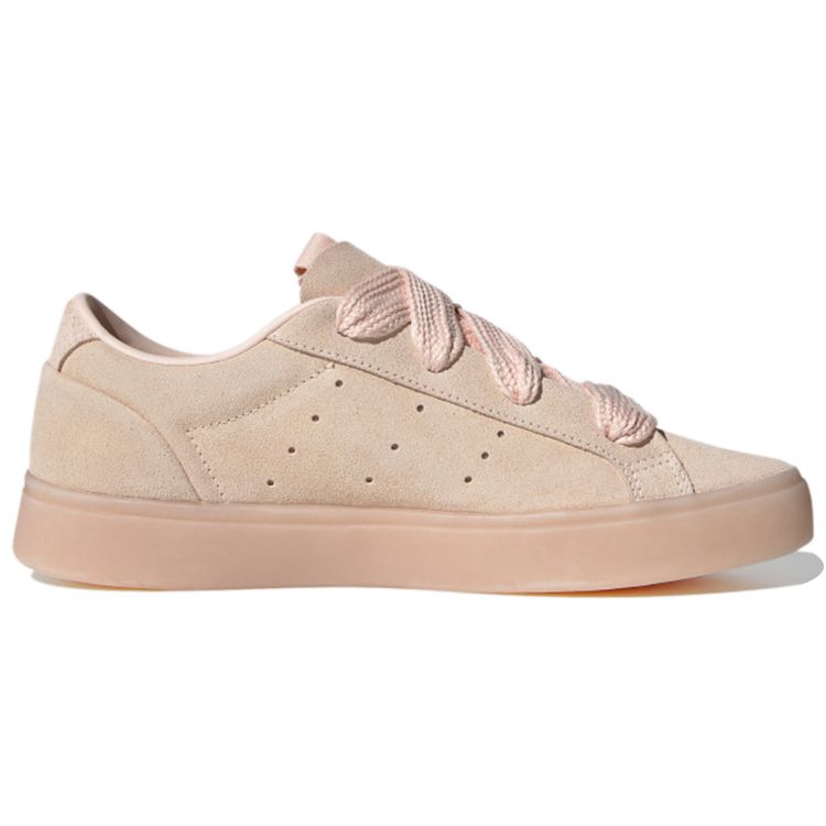 Adidas Originals Sleek Fat Laces Non-Slip Durable Low-Top Skate Shoes Women Sneakers Pink FZ0030