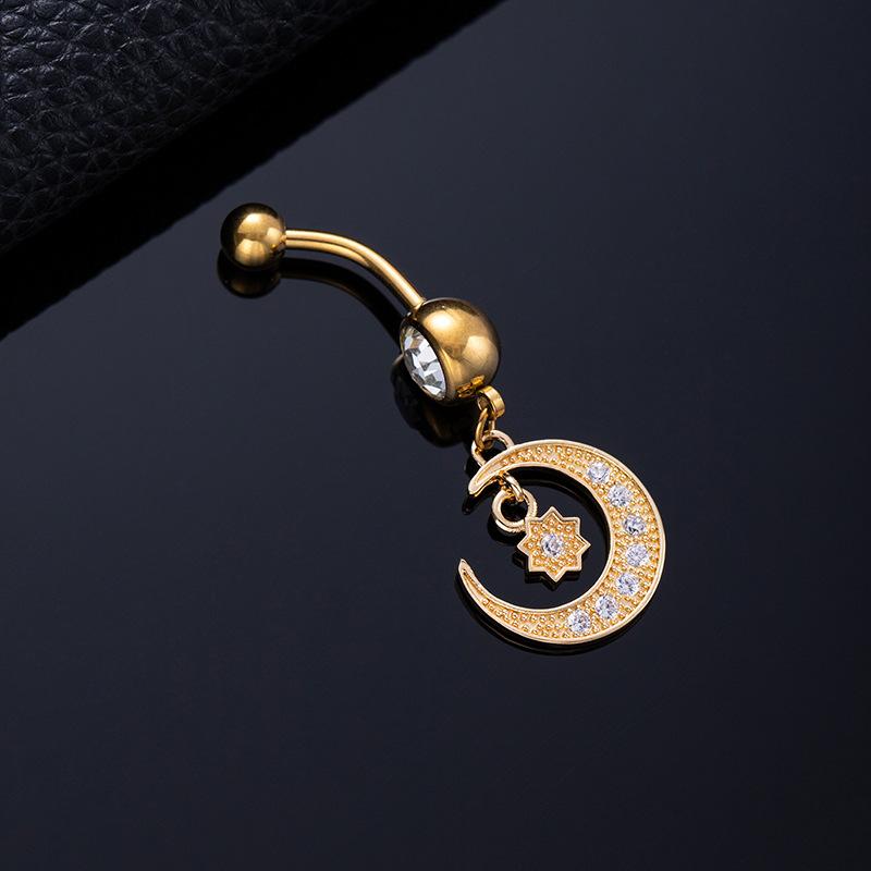 Piercing per Ombelico Microstone Chiodi per Ombelico Vento Farfalla Amore Anello per Ombelico Stella Luna Fiore Femminile Fibbia per Ombelico