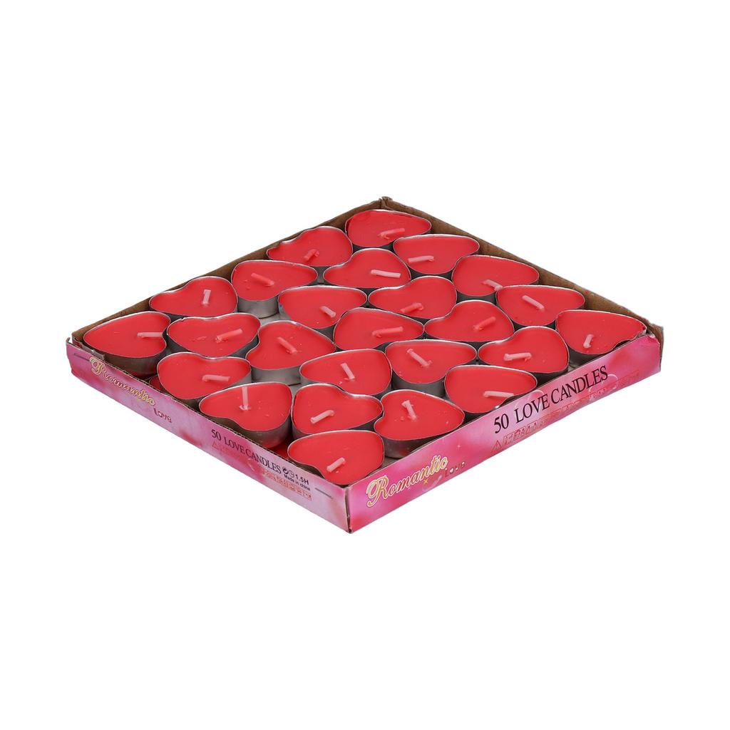 50Pcs HeartShaped Candle Romantic Love Tealight Candle for Wedding Birthday Holidays
