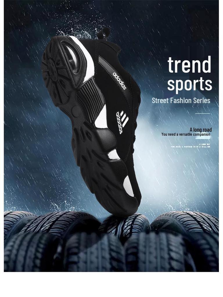 Adidas 2025 Men's Waterproof Leather & Mesh Running Shoes - Casual, Trendy, Versatile, Lightweight, and Official.