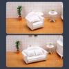 Doll House Diy Decorative Accessories 1:12 Dollhouse Miniature Furniture Sofa With Pillow White Fabric Sofa Model Scene Toy