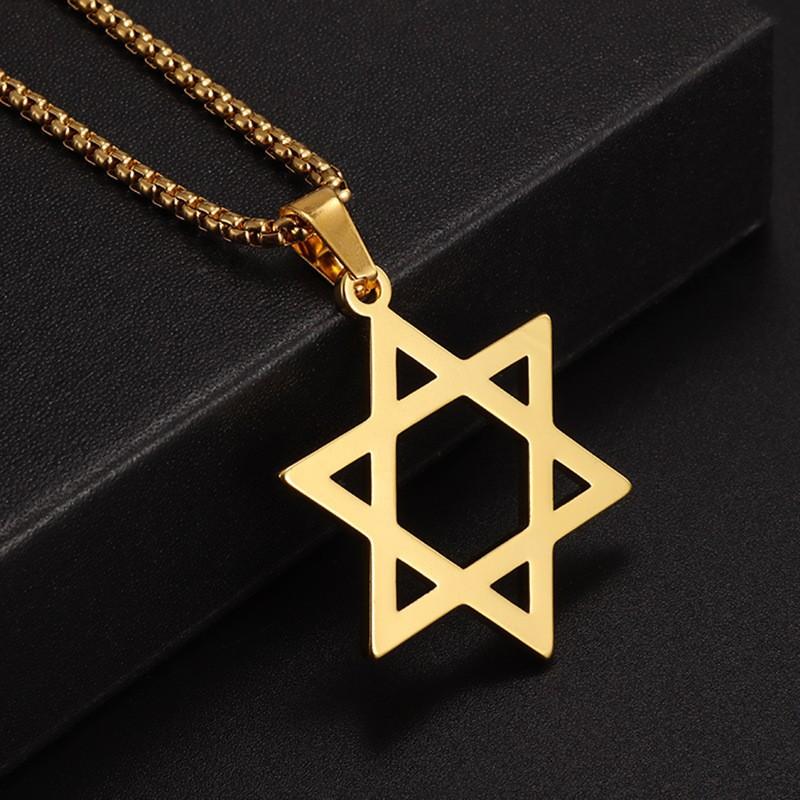 Hexagram Necklace Personalized Pendant European and American Trendy Men Stainless Steel Chain Necklace