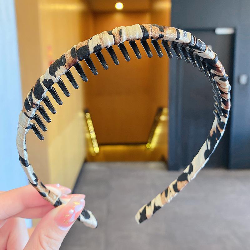 New Women Elegant Print Leopard Toothed Vintage Hairbands Bangs Broken Hair Finishing Wash Headband Fashion Hair Accessories