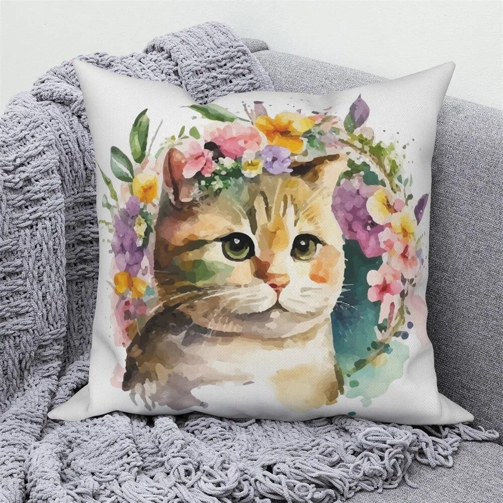 Pig Cat Panda Rabbit Print Decorative Pillowcase  Sofa Car Living Room  Animal Cushion Cover