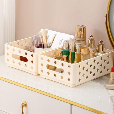Kitchen Storage Basket Folding Storage Box Large Capacity Space Saving Desktop Dressing Storage Container Hollowout Ins