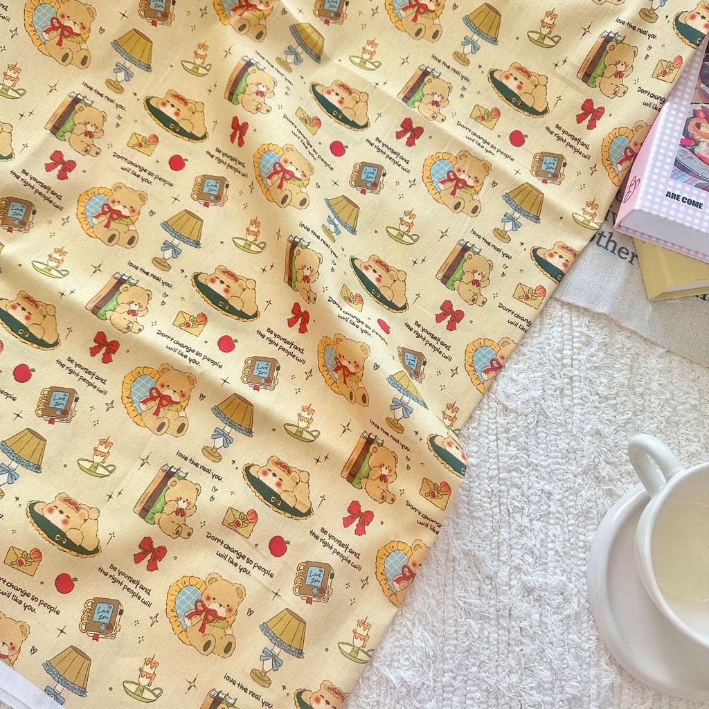100% Cotton Digital Print Fabric: Korean Style Cartoon Animal & Floral Design for Women's, Children's Clothing & Homewear DIY