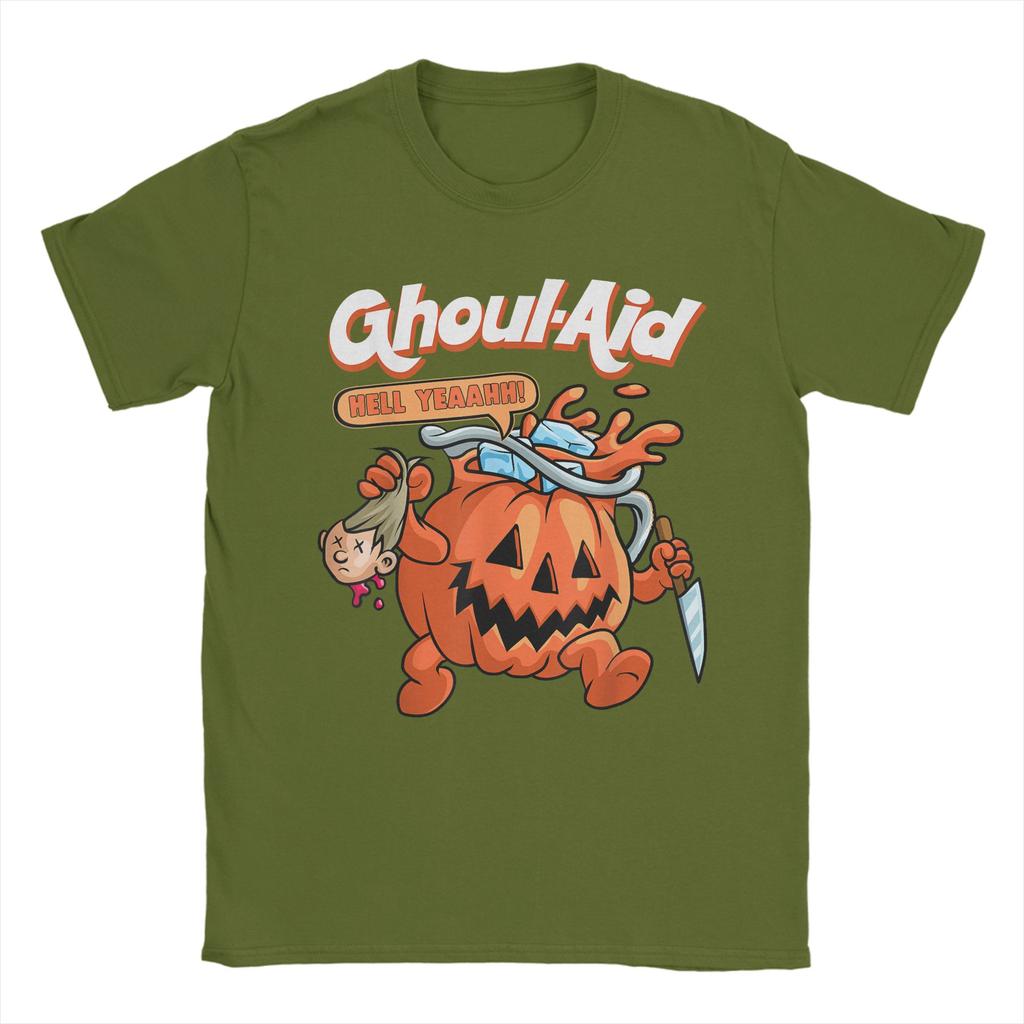 Cool Ghoul Aid Funny Ghoul Pumpkin Cute Meme Halloween T Shirt  Fashion T Shirts Short-Sleeve Tops Summer Plus Size 5XL Clothing