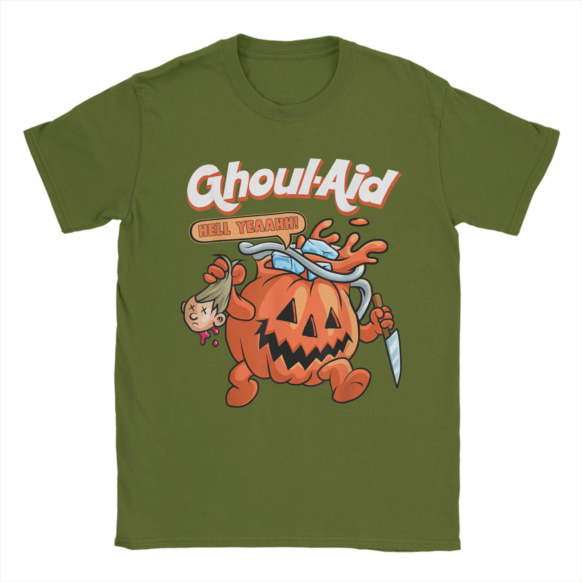 Cool Ghoul Aid Funny Ghoul Pumpkin Cute Meme Halloween T Shirt  Fashion T Shirts Short-Sleeve Tops Summer Plus Size 5XL Clothing 4XL