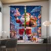 Set Of 2 Christmas Santa Claus Tree Pattern Printed Curtains Decorations Home Room Made Polyester Modern