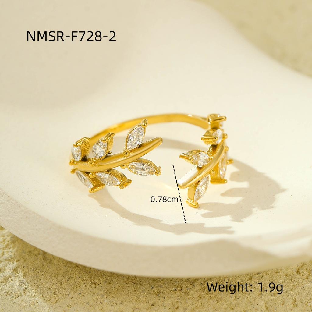 European and American ins fashionable and simple zircon titanium steel ring plated with K gold water drop love open ring hand jewelry