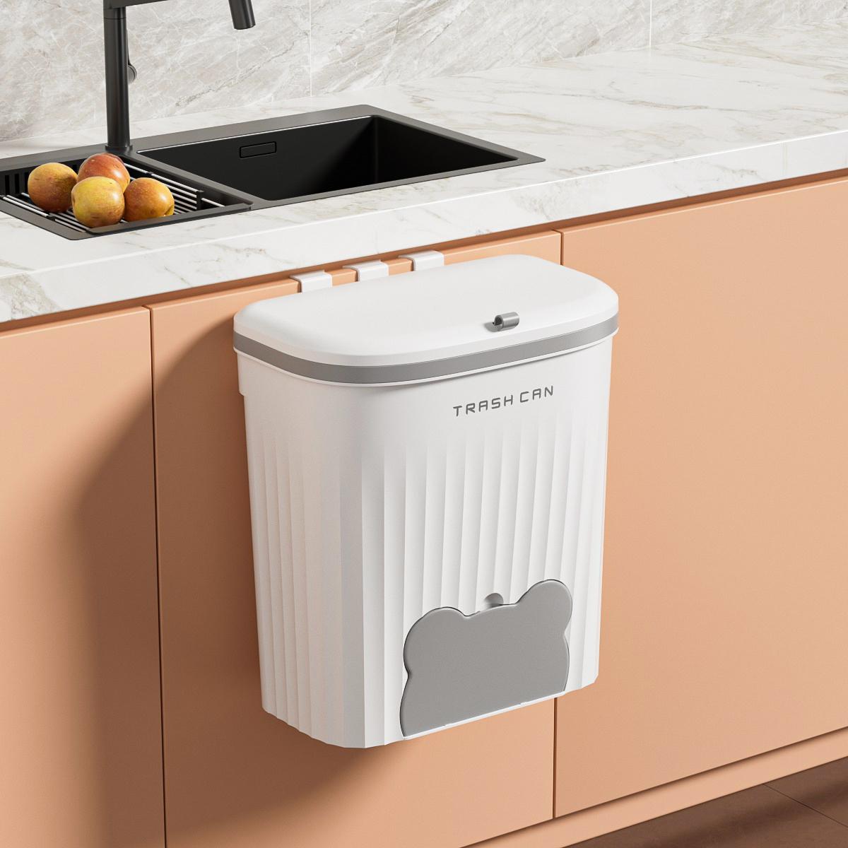 

1шт кухонный настенный мусорный бак без перфорации, с решеткой для мусорных мешков, простой в использовании, подходит для кухни, спальни, ванной комнаты