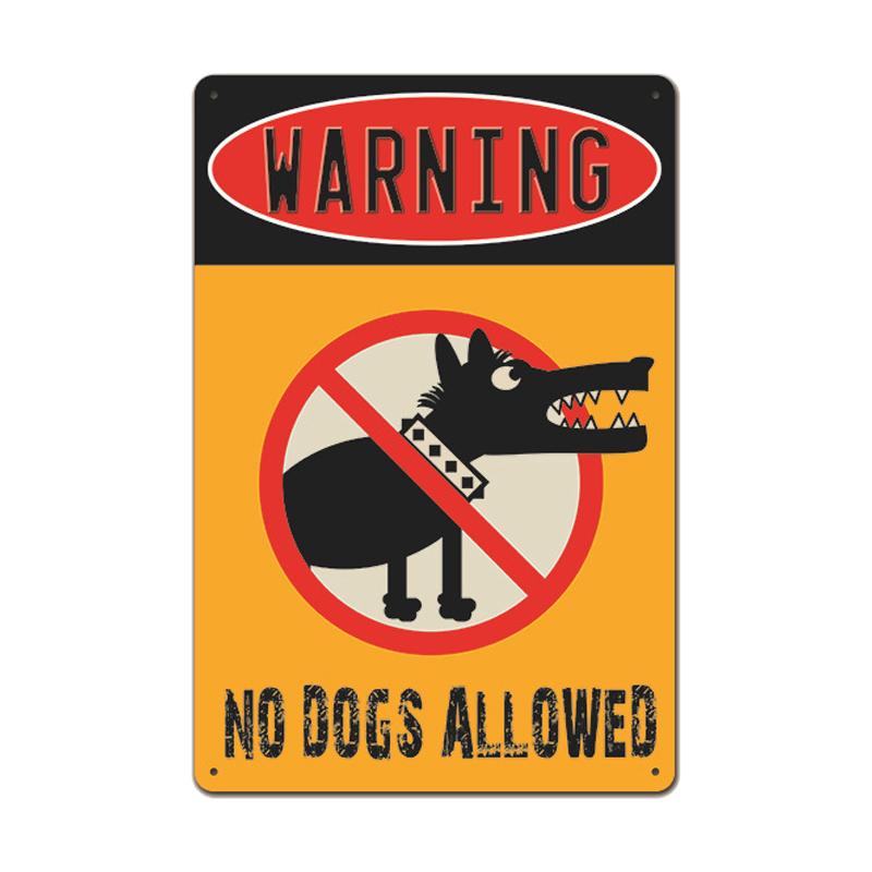 Dog Metal Tin Signs Vintage Poster Beware of Dog Retro Tin Plates Wall Stickers for Garden Family House Door Decoration