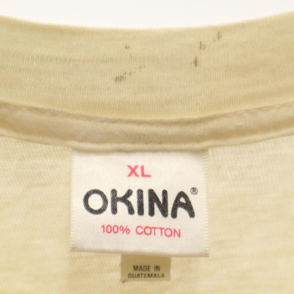 OKINA 90s Old Short sleeve T-shirt XL cream Single stitch Men's Used