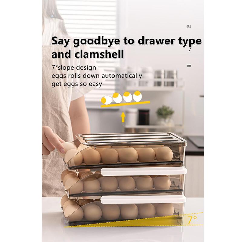 Automatischer Eierrollkarton Kühlschrank Mehrschichtige Eieraufbewahrungsbox Küchen-Eieraufbewahrungsbox Praktisches Eieraufbewahrungsgestell