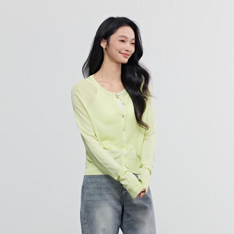 Elva' Island Women's Solid Long-Sleeve Round Neck Knit Cardigan