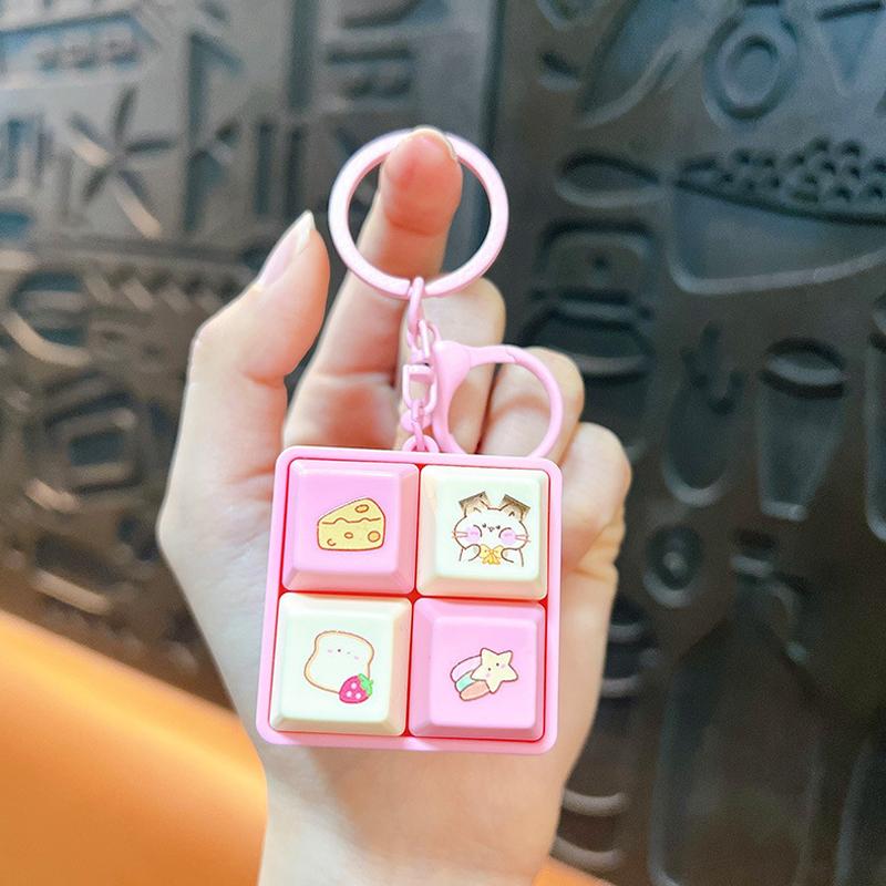 NEW Hello Kitty LED Light Fidget Toy Keychain, Cute Mini Keyboard Press Pendant, Kawaii Cartoon Bag Charm Stress Relief Gift