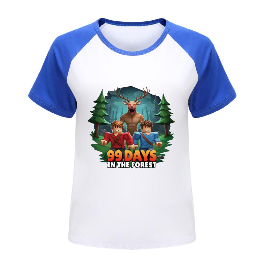 Kids Girls Boys 99 Nights In the Forest Print Raglan Short Sleeves T-Shirt