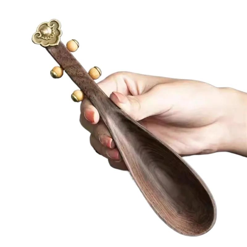 Ebony Wood Pipa Teaspoon Kong Fu Teaware Household Tea Brewing Tools Creative Tea Ceremony Spare Parts Solid Wood Tea Spatula