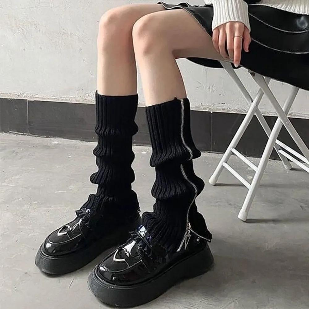 Hollige Julan Side Zipper Loose Fit Knit Leg Warmer Socks FREE