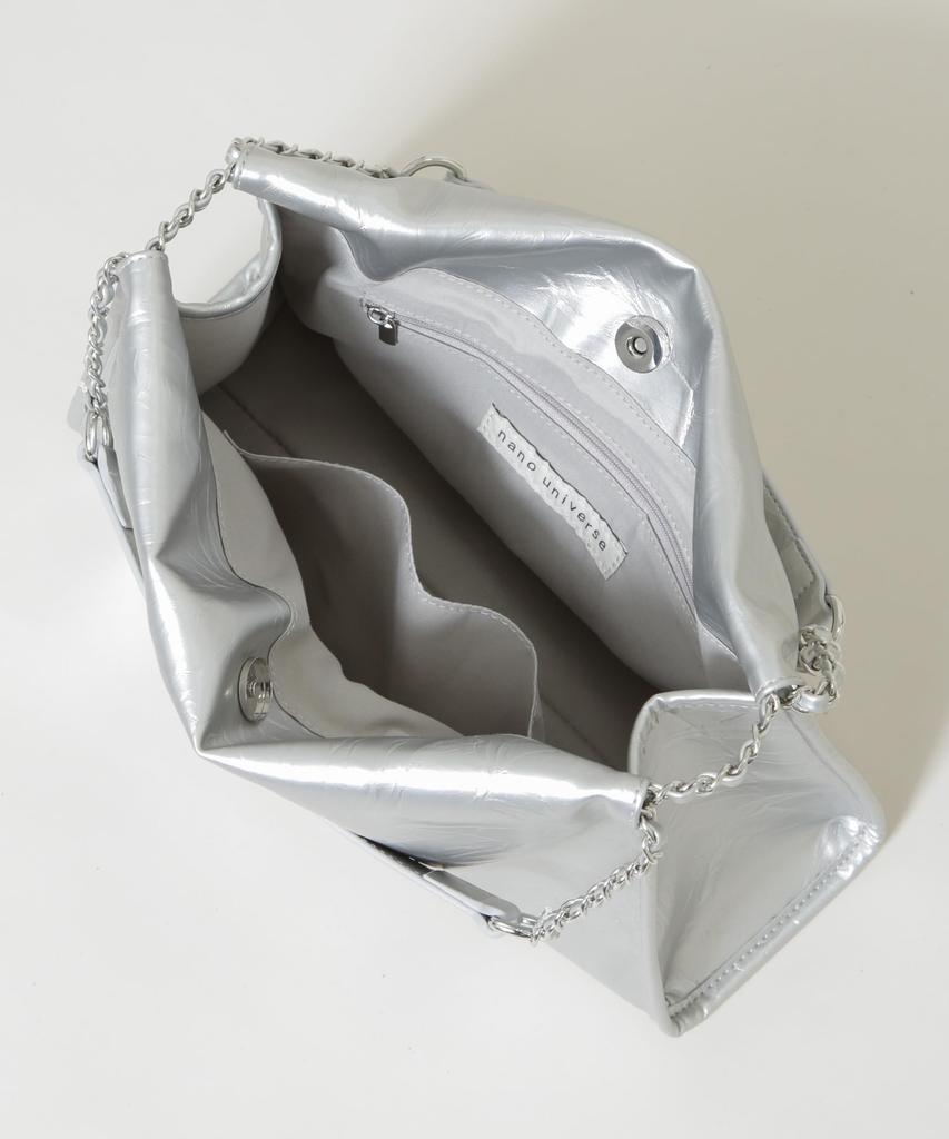 Nano Universe Women's Chain Shoulder Bag with Gathering, F 010, Black, 673-6132300