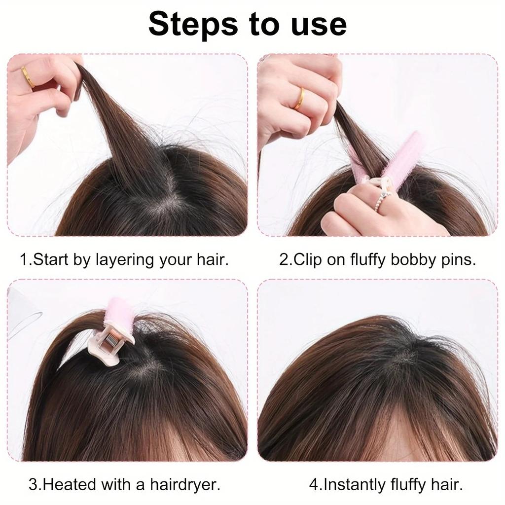 4 Elegant Plump Hair Clips, Colorful Hair Roots Enhance Fluffy Hair Curler, Instant Hairstyle Enhancer