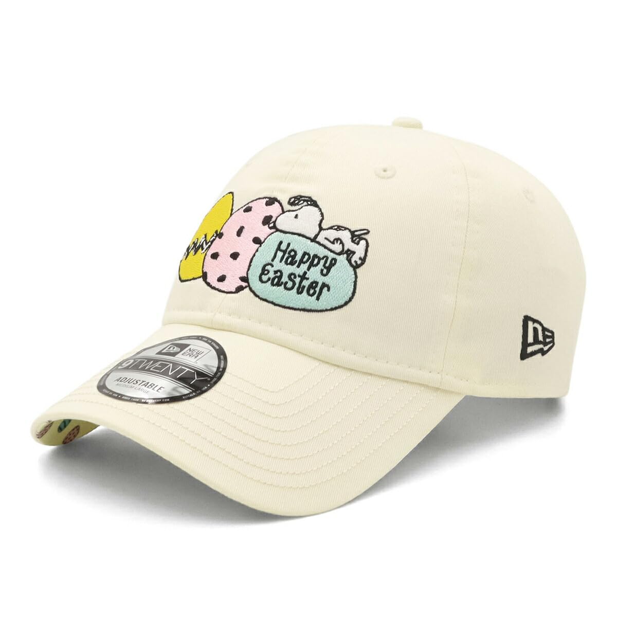 Кепка New Era 9TWENTY, коллаборация Peanuts Snoopy, Пасхальная, с хромированным логотипом 920 ESTR PEANUTS CHR 15087740 NER37C1968, Белая, M/L