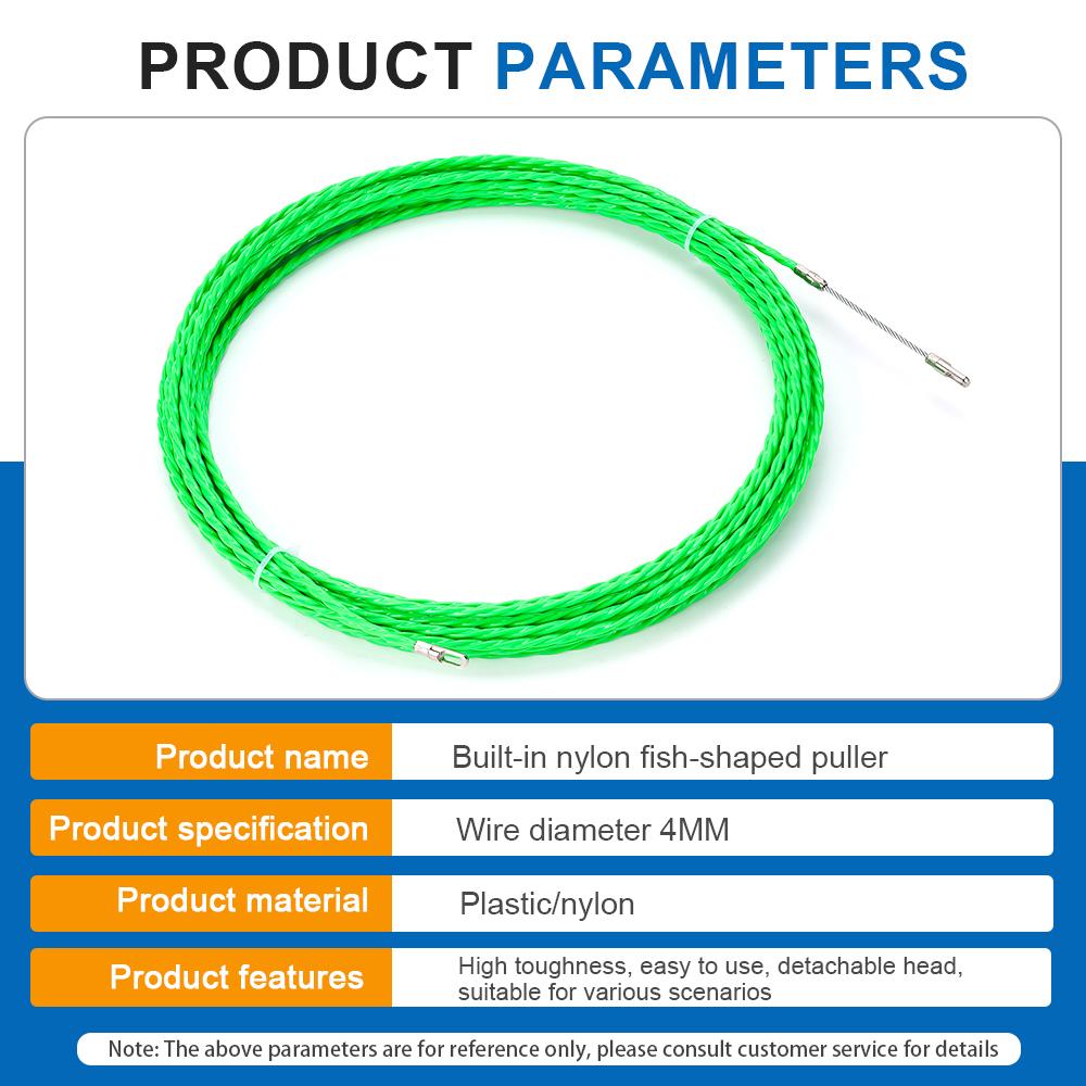 Cable Push Puller Fiberglass Duct Rodder Fish Tape Cable Pulling Tool Electrical Wire Cable Guide Device Aid Tool 4mm 5-40M