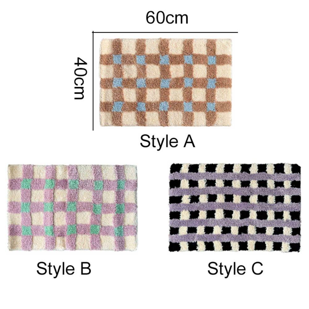 Super Soft Floor Carpet Absorbent Floor Rugs Home Decoration Chessboard Floor Mat Household