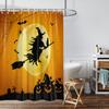 1 Peça de Cortina de Chuveiro Estampada de Bruxa 180X180cm Montada em Vassoura Tema Halloween Divisória de Banheiro Impermeável e à Prova de Mofo