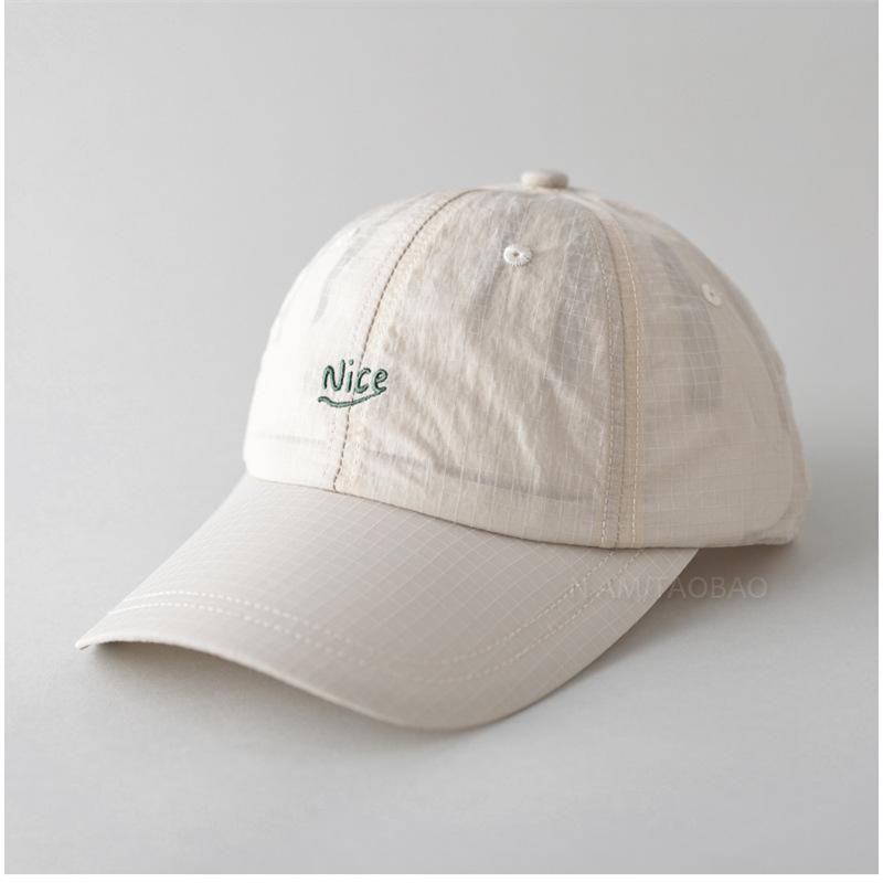 Quick Dry Baseball Cap with Letter Embroidery & Plaid, Korean Style Spring Summer Hat for Men Women Unisex