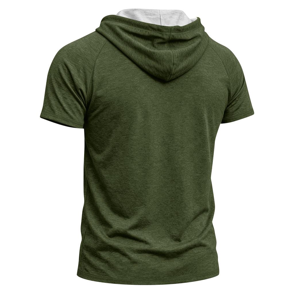 Herren Hoodie mit lockerer Passform, kurzen Ärmeln, leicht, lässiger Pullover mit Kapuze, T-Shirt für Sport und Outdoor-Aktivitäten