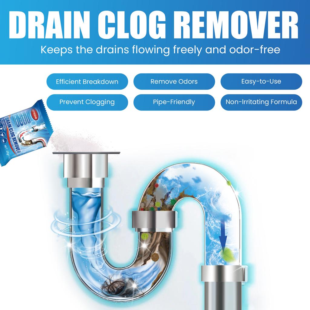 Pipe Clog Remover Powder Anti Clogging Natural Plant Extract Bathroom Toilet Cleaning Powder Deodorizing Powder 6 Pack 180g