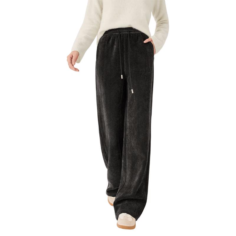Xiangying Women s High-Waist Drawstring Straight-Leg Pants L