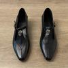 2025 New Women Mary Jane Shoes Retro Camellia Chunky Heel Hollow Out Single Shoes for Commuting Buckle