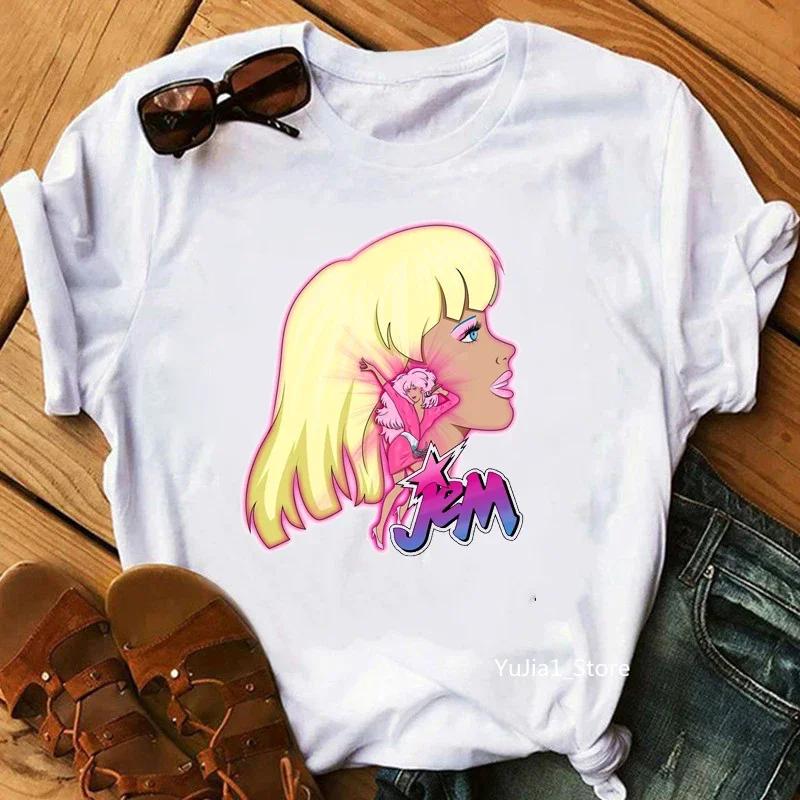 Jem And The Holograms T Shirt Women Fashion Hipster Hip Hop Tops Tees Summer Streetwear Cute 80s 90s Fans Tshirt Clothes