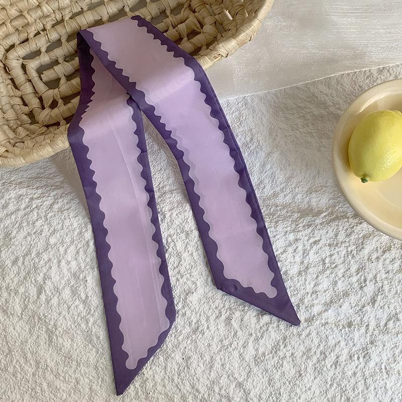 

Тонкий, узкий и длинный шелковый шарф, модный шейный платок высокого класса, косынка, повязка на голову, лента для волос, стример, сумка, лента, декоративный пояс. лавандовый