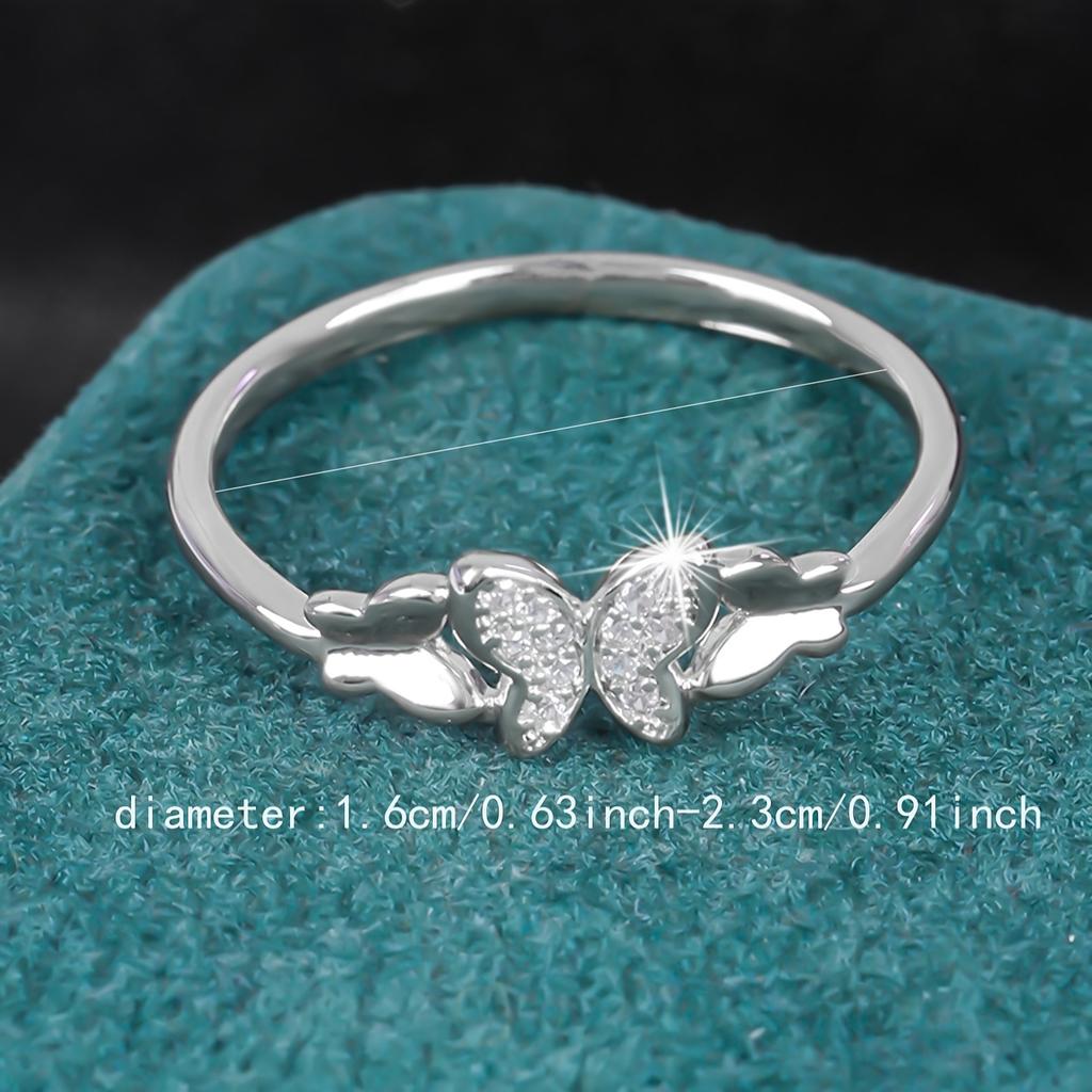 Women's Fashionable Simple and Unique Creative Butterfly Micro-Inlaid Zircon Ring, A Commemorative Gift for Friends During Graduation Season