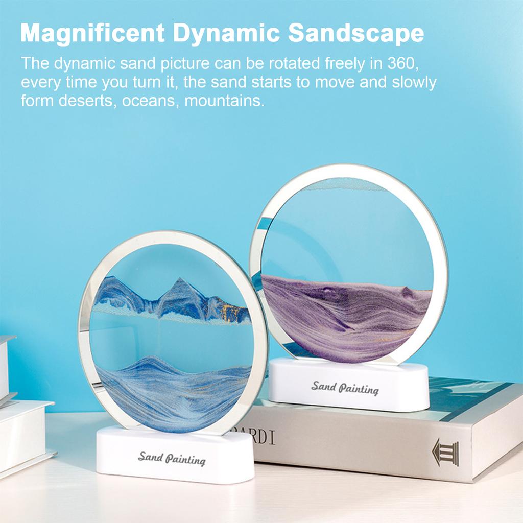 Moving Sand Art Picture Sandscape in Motion Display Flowing Sand Frame for Home Office Desktop Decoration