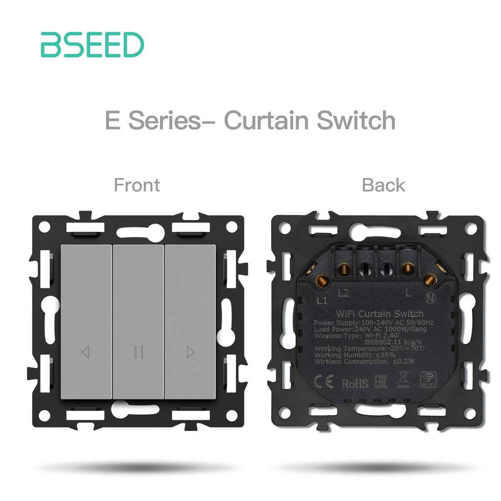 BSEED WIFI Click Switch Modules Smart Light Switch Parts White Glass Frame DIY Combination Wall Sockets USB Charge Key E-Series