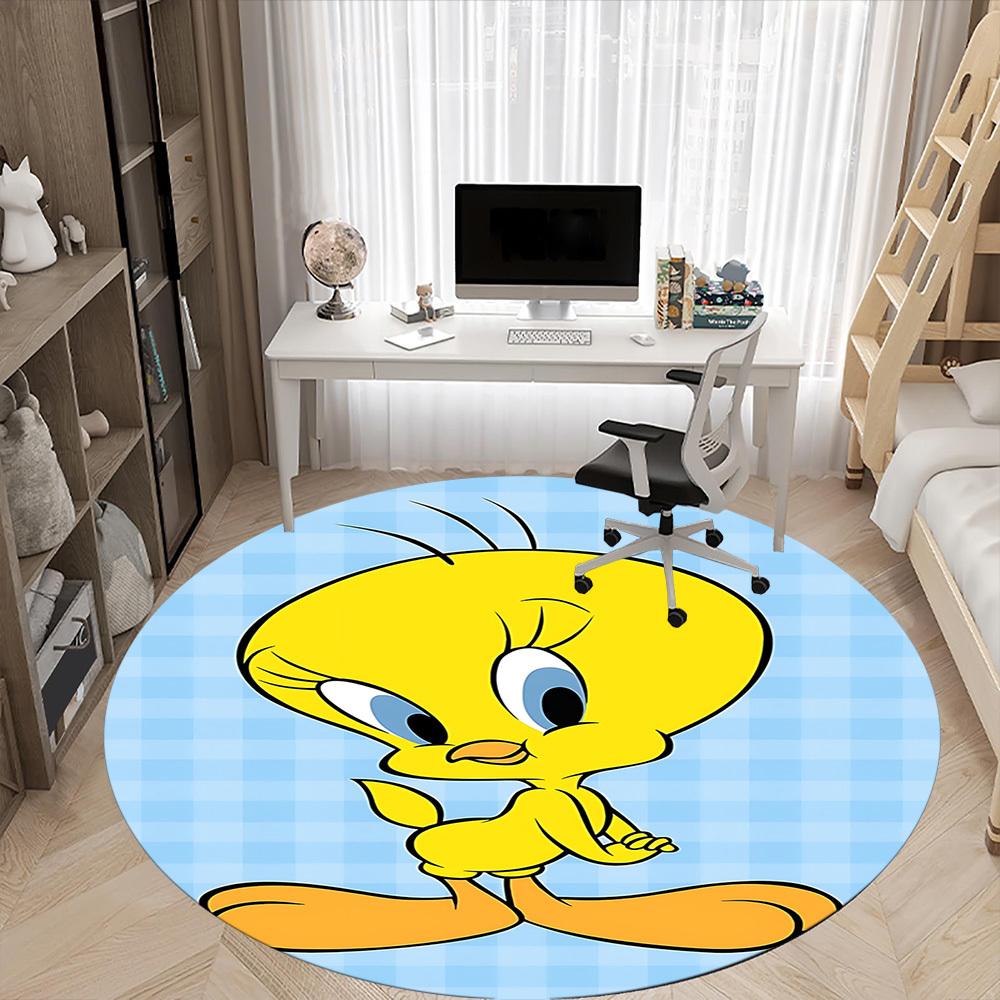 1pc Looney Tunes Tweety Bird Office Round Area Rug, Under Office Chairs Bedroom Living Room Home Decor A1022308