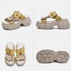 Zapatillas de cuero genuino a la moda con suela gruesa y punta abierta para exteriores, zapatos de plataforma para mujer
