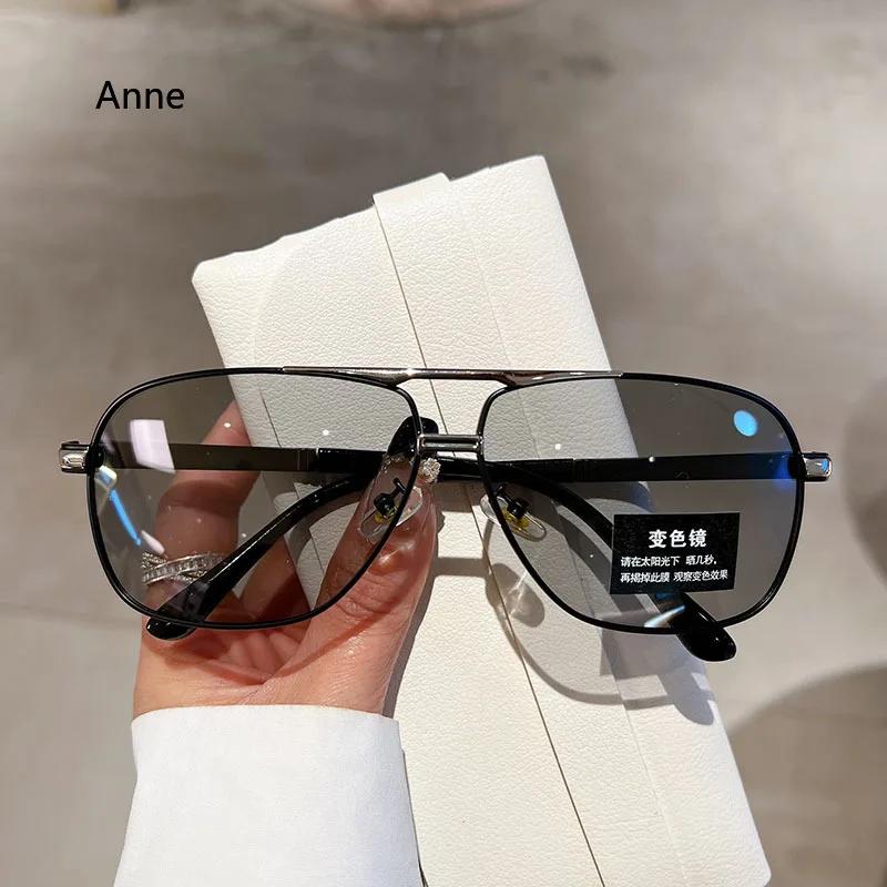 Velké vintage sluneční brýle Muži Ženy Móda Polarizované fotochromatické stínítka Brýle Double Bridge Řidičské sluneční brýle