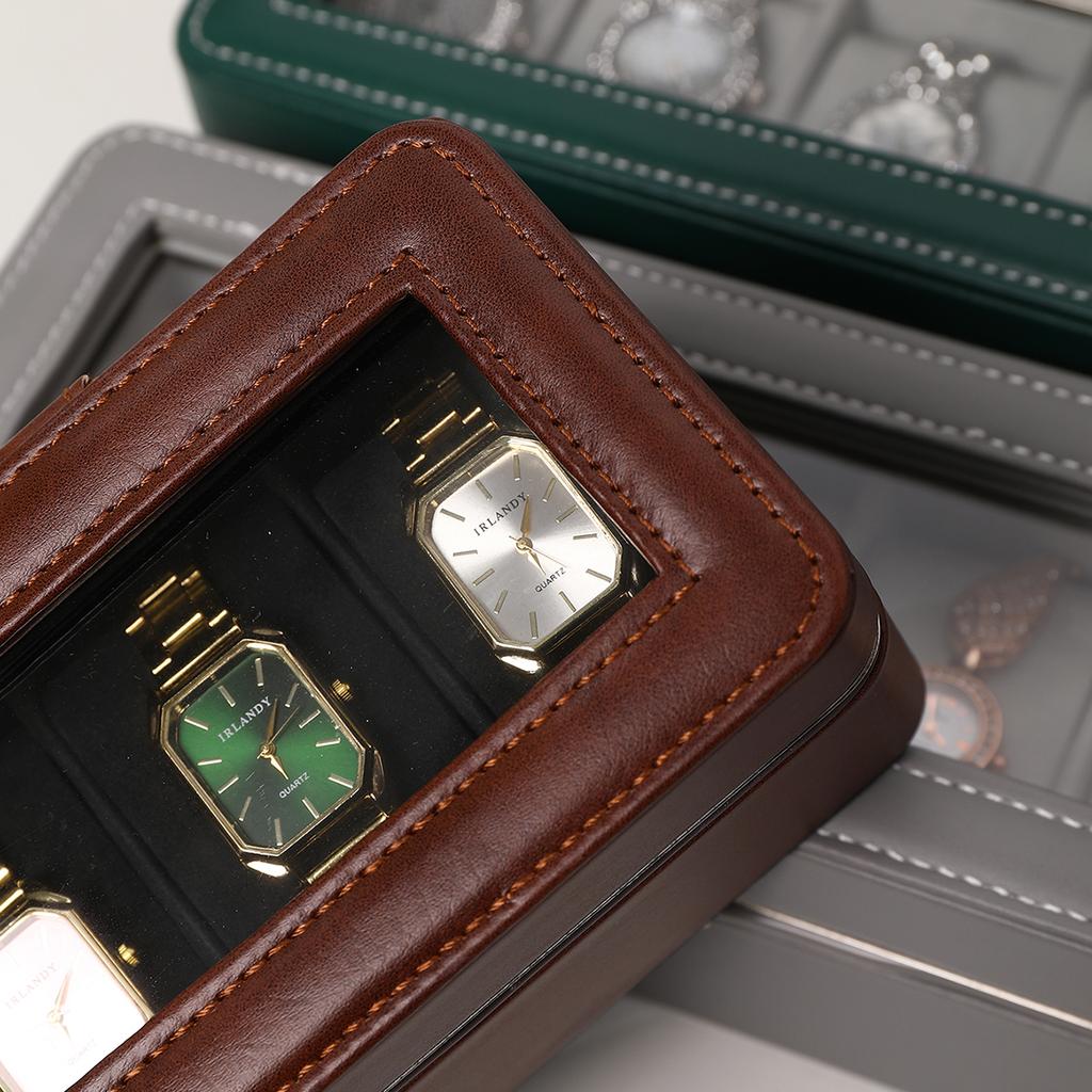 Portable Leather Watch Box High Quality Watch Organizer Jewelry Storage Box Zipper Easy Carry Men 6 Slots Watch Boxes