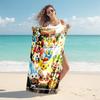 Custom Name Cute Christmas Characters beach towel,quick drying absorbent beach towel,outdoor sports swimming beach towel,Soft and comfortable