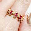 Elegant Retro Japanese Court Style Signet Ring with Imitation Ruby & Gold-Plated 925 Silver Cubic Zirconia