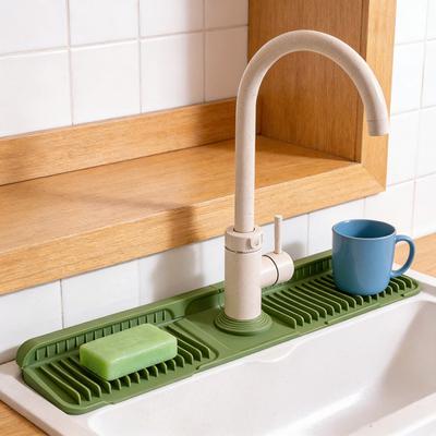 Kitchen Sink Sink with Slope Self-Draining Splash Guard Faucet Mat Silicone Fast Drying Faucet Mat