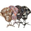Moda Diseño Desgastado Sombrero Lei Feng Cálido Forro Polar Patrón Cuadros Sombreros Bombero Con Cordones Protector de Orejas Sombrero Hombres Mujeres