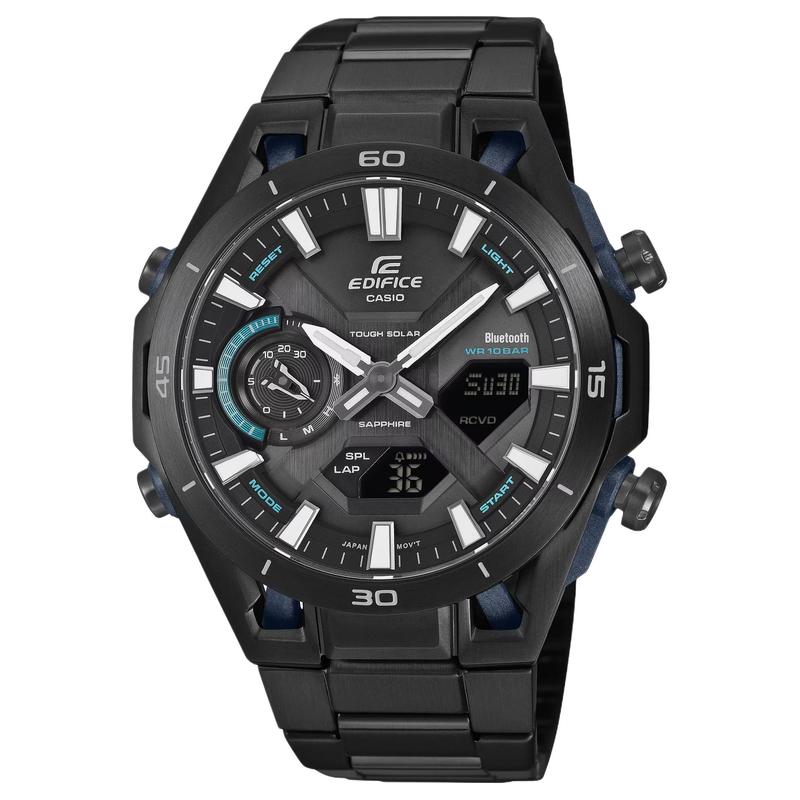 Casio EDIFICE 100 Meters Waterproof Casual Solar Quartz Steel Strap Men's Watch Black Dial ECB-2300YDC-1A