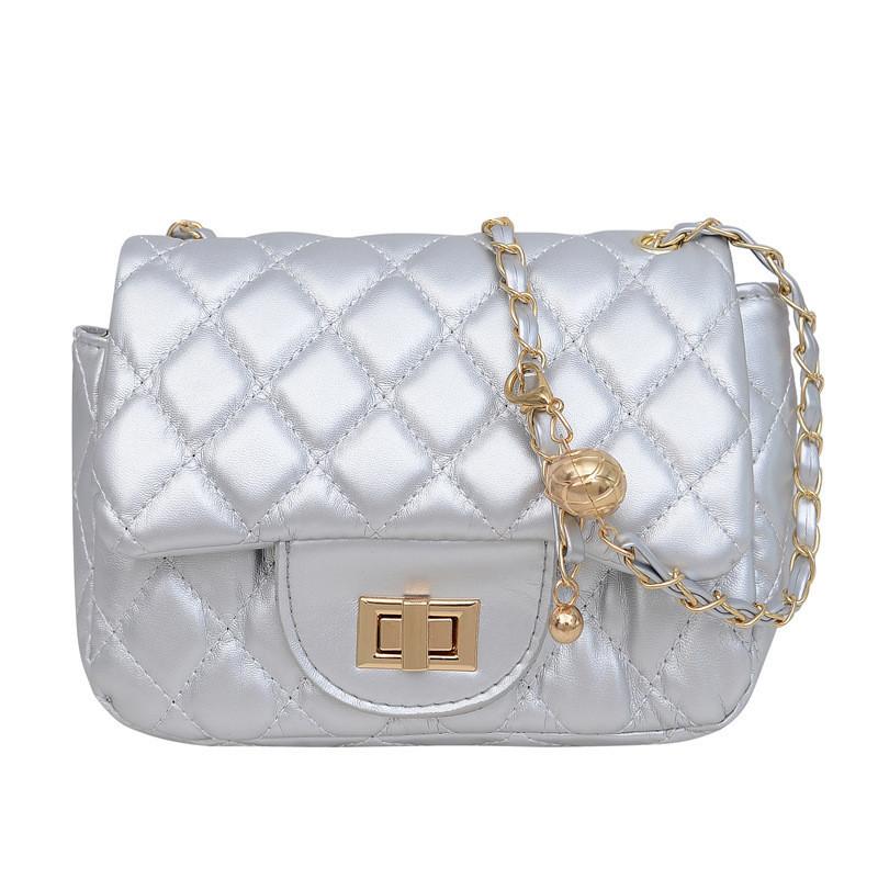 Simple And Stylish Women's Messenger Bag With Grid Pattern And Chain Strap