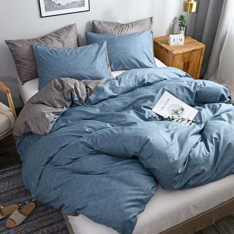 4 Colors Minimalism Bed Duvet Cover & Pillowcase Set Solid Soft Home Daily Comforter Cover Set